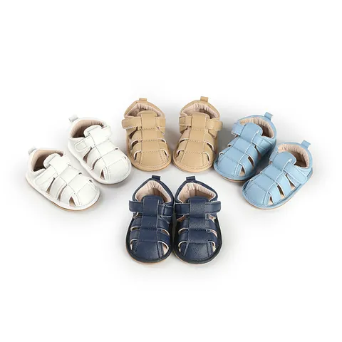 Summer Baby Sandals Breathable Synthetic Leather Pre-walker Shoes Soft Non-slip Sole Infant Toddler Newborn Hook and Loop Shoes