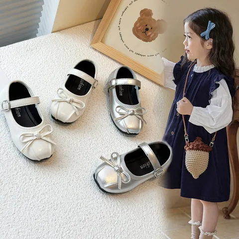 Kinder Mädchen Mary Jane Prinzessin Schuhe Süße Schleife Mikrofaser Leder Formelle Halbschuhe Schule Weiche Sohle Flache Schuhe