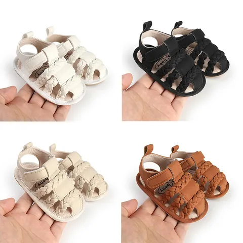 Summer Baby First Walkers Breathable Woven Sandals Soft Sole Non-slip Shoes For Infants 0-12 Months Toddler Casual Shoes