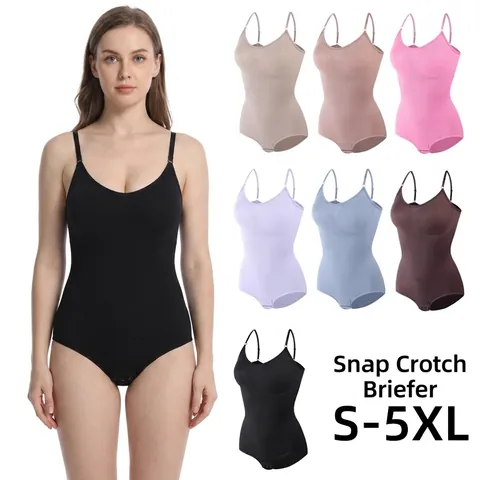 Women Seamless Shapewear Bodysuit Plus Size Postpartum Tummy Control Butt Lifter Body Shaper Nylon Stretch Camisole Underwear