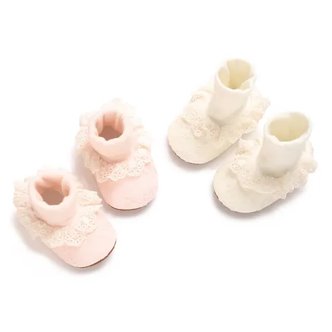 Baby Girl Lace Floor Socks Anti-Slip Soft Cotton First Walkers Infant Newborn 0-18 Months Floral Embroidery Princess Socks