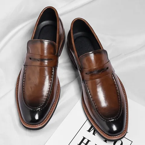 Ανδρικά Loafers Επαγγελματικά Casual Slip-On Βρετανικό Στυλ Μυτερή Μύτη Αναγεννημένο Δέρμα Επίσημα Παπούτσια Γάμου Γραφείου Τάση