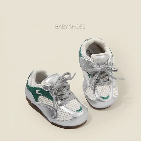 Toddler Sneakers Breathable Patchwork Walking Shoes Pigskin Mesh Non-slip Casual First Walker Shoes For Baby Boys Girls