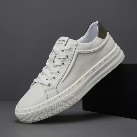 Scarpe da Uomo Business Casual in Pelle di Vacchetta Sneaker Piatte da Skateboard Minimaliste Fodera in Pelle di Maiale