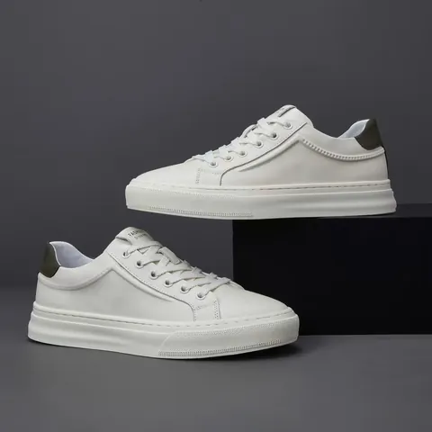 Scarpe da Uomo Business Casual in Pelle di Vacchetta Sneaker Piatte da Skateboard Minimaliste Fodera in Pelle di Maiale