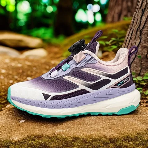 Kids Sneakers Boys Girls Running Shoes With Rotating Buckle Breathable Lightweight Thick Sole Outdoor Sport Shoes HOBIBEAR
