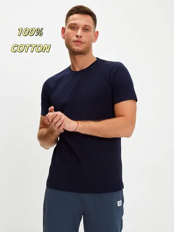 Heren Effen Kleur Katoen Korte Mouw T-Shirt Basis Ronde Hals Casual Zomer Top Ademend Comfortabel Shirt