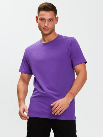 Men's Casual Pure Cotton Short Sleeve T-Shirt Solid Color Basic Round Neck Drop Shoulder Loose Fit Heavyweight Top