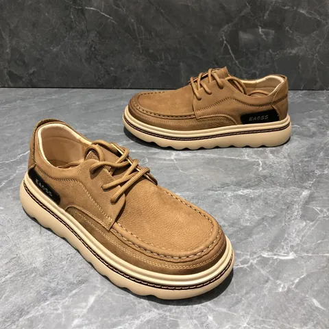 Mocassins pour Hommes en Cuir de Vache Véritable 2025 Nouvelles Chaussures de Travail Rétro Semelle Souple Épaisse Respirant