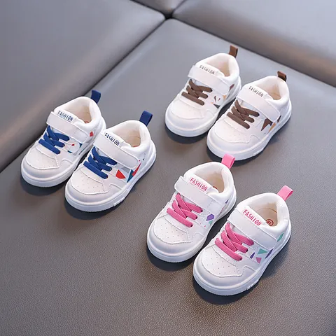 Toddler Kids Walking Shoes 1-3 Years Old Soft Sole Anti-Slip Microfiber Leather Sport Sneakers For Boys Girls Casual Board Shoes