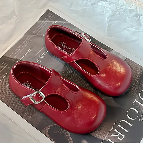 Girls T-Strap Mary Jane Shoes Soft Sole Princess Wedding Performance Leather Shoes For Toddler Little Kids
