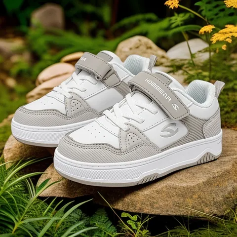 HOBIBEAR Zapatillas de Deporte de Moda para Niños Zapatos de Skate Transpirables de Bloques de Color para Niños y Niñas Primavera Otoño Deportivos Gancho y Bucle Zapatos Casuales