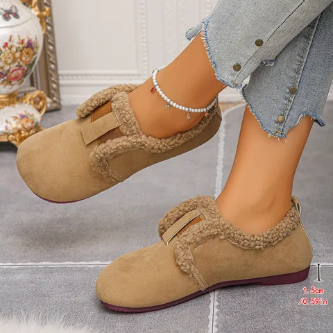 Women Retro Birkenstock Style Clogs Winter Warm Faux Shearling Lined Mules Suede Plush Slip On Flat Cotton Shoes Daily Home Outdoor Slippers