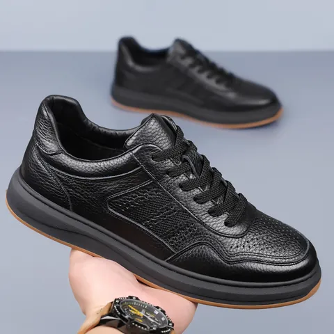 Heren Sandalen Van Toplaag Rundleer Zomer Nieuwe Echt Leren Casual Schoenen Opengewerkt Ademend Geperforeerd Handgestikt Herenschoen