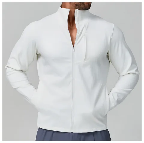 Heren Outdoor Techwear Jas Ademend Opstaande Kraag Effen Kleur Sport Casual Jas Met Rits Voor Lente Herfst