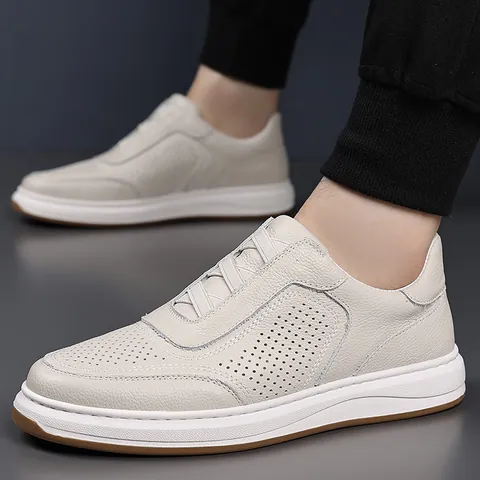 Heren Casual Toplaag Rundleer Sandalen Ademend Ajour Geperforeerd Zachte Zool Zomer Outdoor Strandschoenen 66551