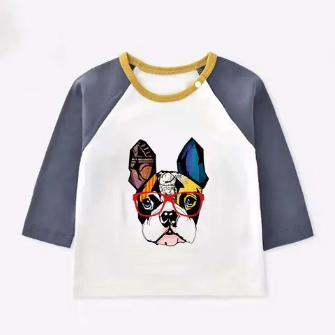 Cartoon French Bulldog Floral Pattern Heat Transfer Patch Washable Iron On Stickers For Clothing Bags DIY Printed Decoration