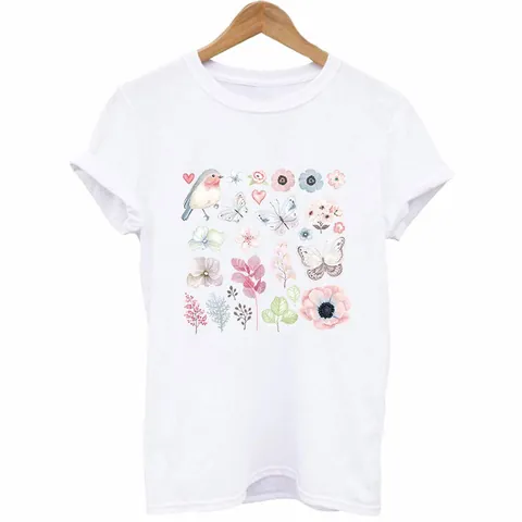 Watercolor Flower Bird Heat Transfer Patch DIY Washable Iron On Sticker For Clothing T-Shirt Bag Applique Art Decor Heat Press Offset Print