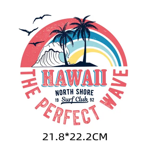 Heat Transfer Patches For Clothing DIY Iron On Patches Washable Alphabet Printed Pattern For T-shirts Bags Hawaii Theme