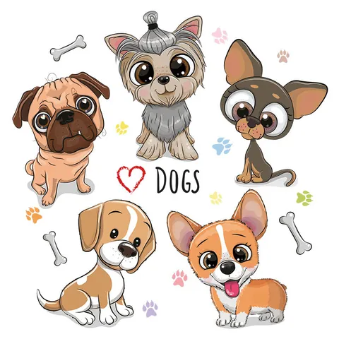 Cute Cartoon Dog Heat Transfer Patches Iron On Stickers For Clothing DIY Washable Applique For T-Shirts Bags Decoration