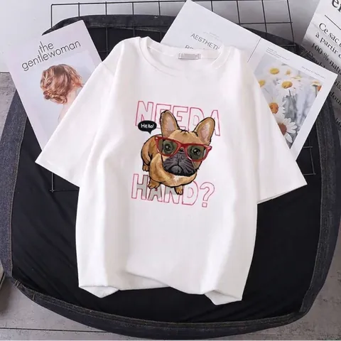 Parches de Transferencia de Calor Bulldog Francés de Dibujos Animados para Ropa DIY Calcomanías Lavables Película PET Impresión Tinta Accesorios