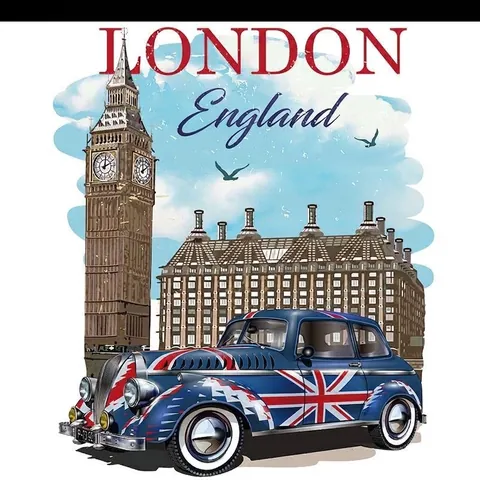 London Theme Heat Transfer Patch Washable Cartoon Vintage Car Big Ben British Flag Iron On Sticker For DIY Clothing T-Shirt Decoration
