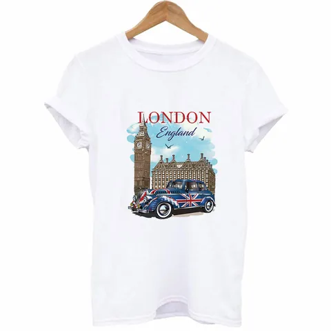 London Theme Heat Transfer Patch Washable Cartoon Vintage Car Big Ben British Flag Iron On Sticker For DIY Clothing T-Shirt Decoration