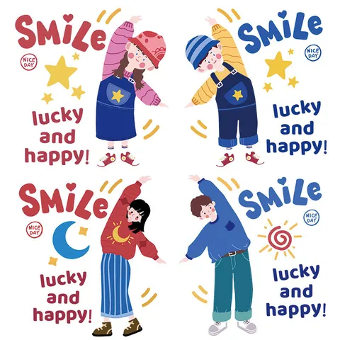 Washable Cartoon Couple Family Heat Transfer Patches For Clothing DIY Offset Printing Iron On Stickers Clothing Accessories