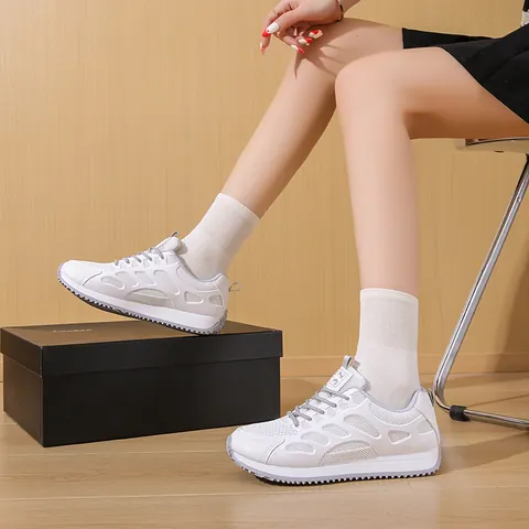 Women Chunky Sneakers Breathable Mesh Upper Thick Sole Height Increasing Sports Shoes Korean Style Casual Dad Shoes For Autumn