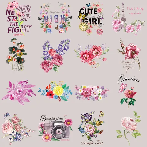 Pastoral Floral Butterfly Heat Transfer Patches For Clothing T-Shirt Bags DIY Iron On Appliques Washable Decorative Stickers