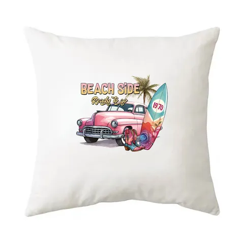 Nautical Surfing Summer Vibes Heat Transfer Stickers Retro Beach Life Iron-on Patches Washable Offset Print Appliques For Clothing T-Shirts DIY