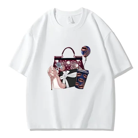 Mode Stöckelschuhe Tasche Wärmeübertragungspflaster Aufbügeln Applikationen Für Kleidung Waschbar Offsetdruck DIY T-Shirt Dekor