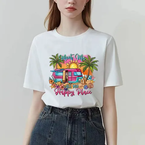 Summer Tropical Heat Transfer Patch Washable DTF Stickers For Clothing T-Shirt Iron-on Patches Beach Vibes Printed Graphic DIY Decoration