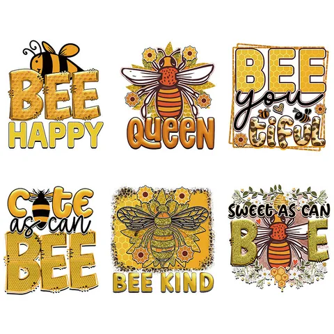Biene Sonnenblume Wärmeübertragungsaufkleber Für Kleidung Taschen DIY Aufbügler PET Bedrucktes Cartoon-Abziehbild T-Shirt