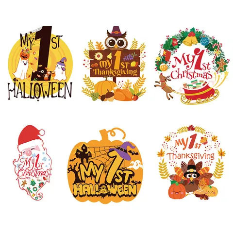 Patches Thermocollants par Transfert Thermique pour Vêtements DIY Lavables Motifs Festival Halloween Noël Action de Grâce