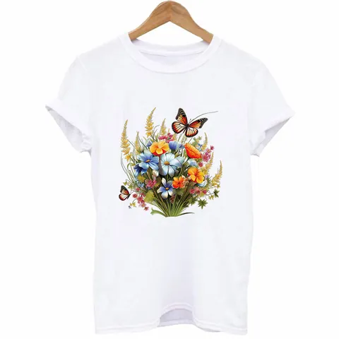 Parches de Transferencia de Calor Acuarela Mariposa Floral DTF Tinta Blanca Pegatinas Para Ropa Bolsas Decoración DIY
