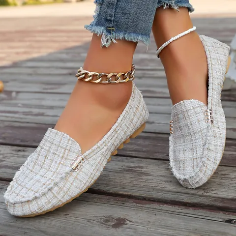 Women Loafers Leopard Print Slip On Flat Shoes Round Toe Moccasins Casual Breathable Soft Walking Shoes Fashion Metal Buckle Shoes