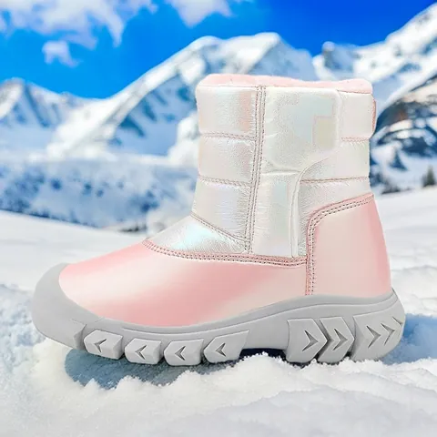 Kinder Winter Schneestiefel Irisierend Chamäleon-Mikrofaser Wasserdicht Verdickt Vlies Gefüttert Rutschfest Schuhe Für Jungen Mädchen