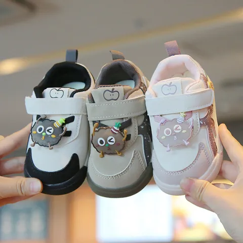 Infant Baby First Walkers Soft Sole Shoes Cartoon Monster Cookie Decor Non-slip Toddler Board Shoes For Boys Girls