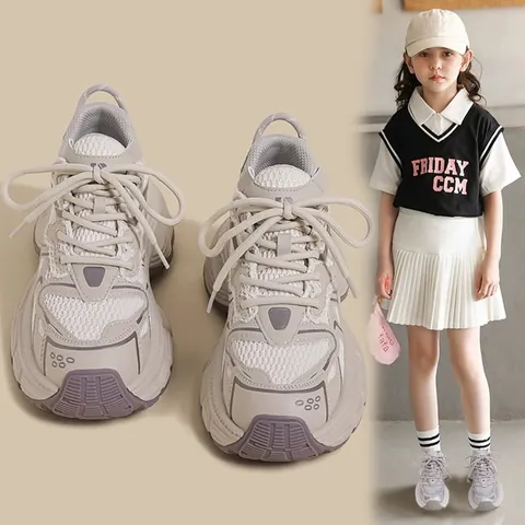 Zapatillas Chunky para Niña Zapatos de Moda Estudiante Malla Transpirable Zapatos Daddy Deportivos Niños Zapatos Casuales para Correr Púrpura