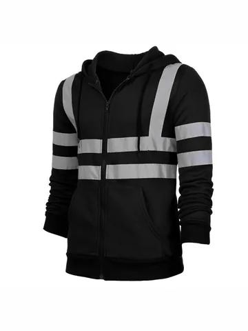 Sudadera de Alta Visibilidad para Hombre Reflectante con Forro Polar Chaqueta de Seguridad Cremallera Frontal Ropa de Trabajo