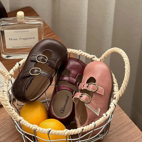 Kleinkind Mädchen Retro Mary Jane Schuhe Mikrofaserleder Doppelreihige Schnalle Prinzessin Schuhe Weiche Rutschfeste Halbschuhe