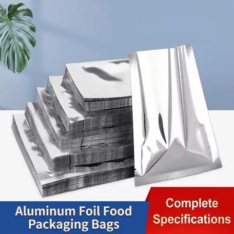 Silver Aluminized Vacuum Seal Bags Open Top Foil Pouches For Tea Food Powder Storage Moisture Proof Packaging Bags