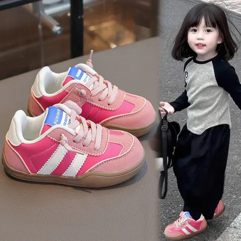Kids Fashion Sneakers For Girls Soft Sole Board Shoes Color Patchwork GAT Style Casual Sports Shoes For Spring Autumn