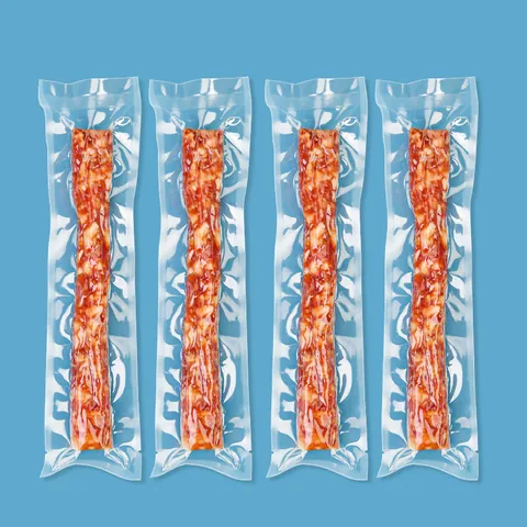 Transparent Food Vacuum Sealer Bags Heavy Duty Nylon Polyester Strip Seal Storage Bags For Ham Sausage Bacon Preservation