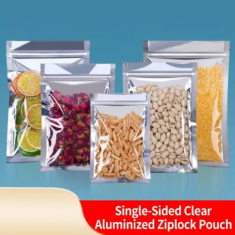 Translucent Aluminum Foil Ziplock Bag Flat Bottom Food Packaging Bags Heat Sealable Moisture Proof Bag For Snacks Nuts