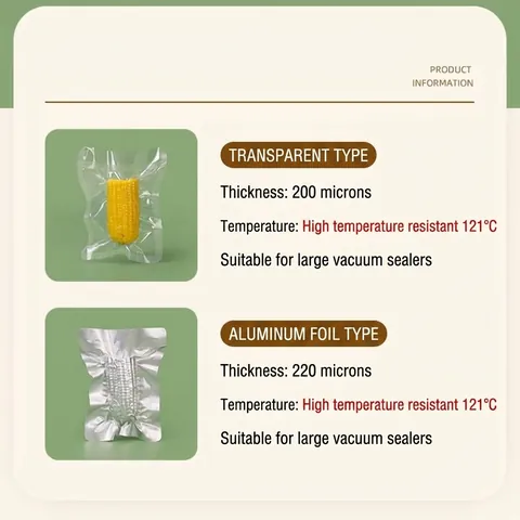 Hoge Temperatuur Bestendige Vacuüm Voedselverpakkingszakken Verdikte Transparante Aluminiumfolie Zakjes Voor Maisopslag