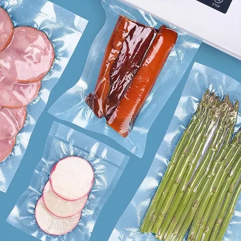 Food Grade Mesh Textured Vacuum Sealer Bags Household Embossed Preservation Storage Bags For Meat Fruit Transparent BPA Free Plastic Seal Bags