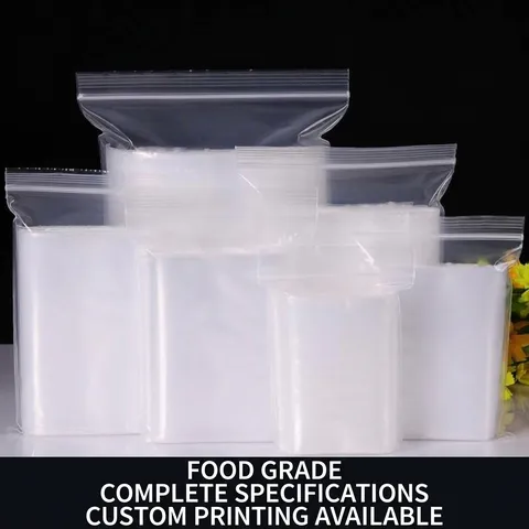 Transparent Thickened Polyethylene Zip Lock Storage Bags For Food Clothing Dry Goods Moisture Proof Resealable Clear Packaging Bags