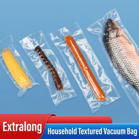 Transparent Vacuum Food Sealer Bags For Household Storage PA PE Mesh Texture Bags For Ham Meat Fresh Keeping